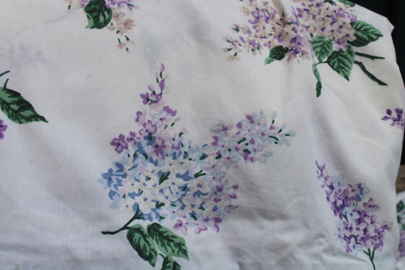 photo of vintage Cannon cotton poly bed sheets, Waverly style lilacs floral print queen size  #9