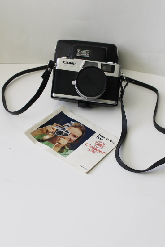 photo of vintage Canon film camera made in Japan, Canonet 28 w/ original manual #1