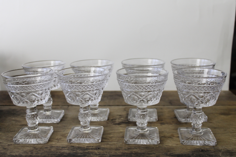 photo of vintage Cape Cod pattern Imperial glass goblets, heavy pressed glass champagne glasses  #2