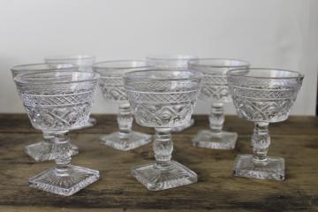 catalog photo of vintage Cape Cod pattern Imperial glass goblets, heavy pressed glass champagne glasses 
