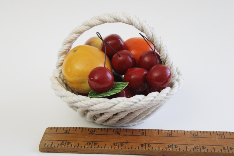 photo of vintage Capodimonte fruit basket, hand painted ceramic made in Italy #3