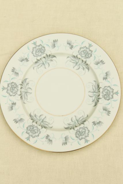 photo of vintage Caprice Castleton china dinnerware for 8, ivory w/ grey, mint green floral #8