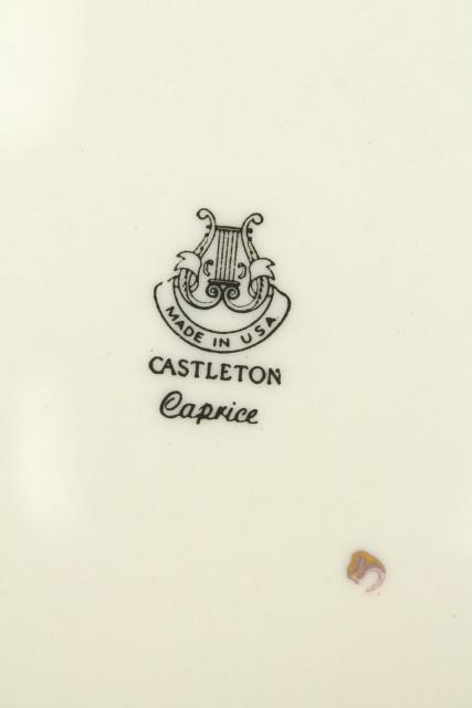 photo of vintage Caprice Castleton china dinnerware for 8, ivory w/ grey, mint green floral #12