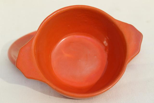 photo of vintage Catalina Island pottery California Toyon red orange plate & bowl #4