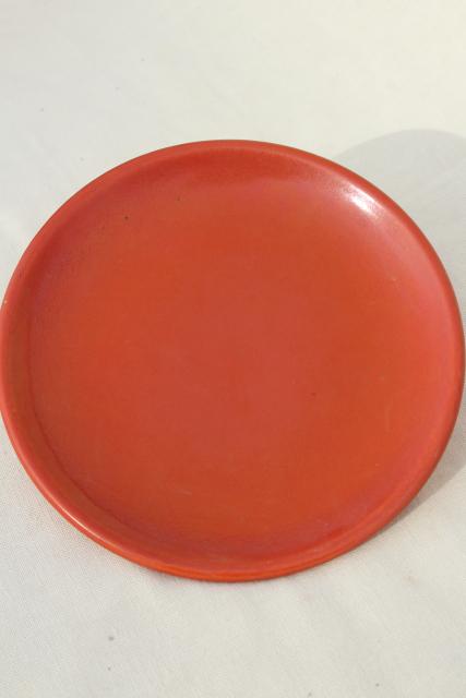 photo of vintage Catalina Island pottery California Toyon red orange plate & bowl #5