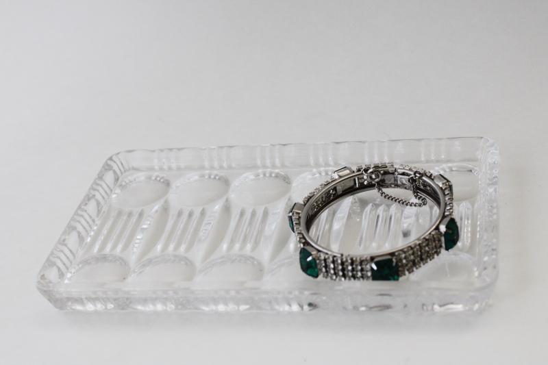 photo of vintage Celeste pattern Colony glass, crystal clear small tray for table or vanity #4