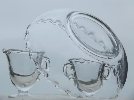 photo of vintage Century Fostoria glass, cream & sugar set, round serving bowl #4