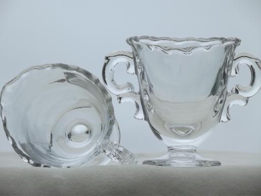 photo of vintage Century Fostoria glass, cream & sugar set, round serving bowl #6