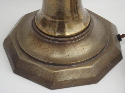 photo of vintage Chapman brass table lamp, solid brass twin light fixture #6