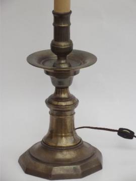 catalog photo of vintage Chapman brass table lamp, solid brass twin light fixture