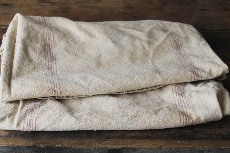 photo of vintage Chase bag brown stripe seamless cotton grain bags, Shullsburg Wisconsin advertising #6