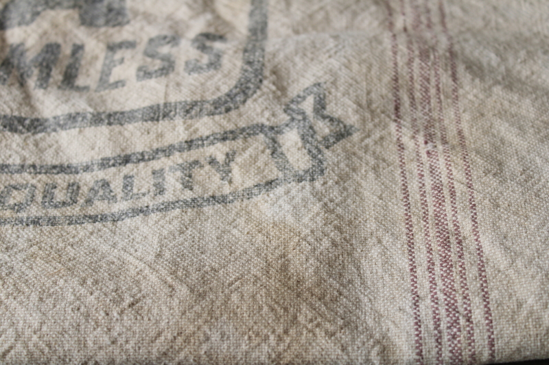 photo of vintage Chase bag brown stripe seamless cotton grain bags, Shullsburg Wisconsin advertising #7