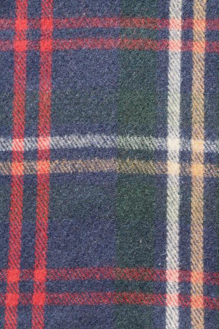 photo of vintage Chase double sided heavy wool camp blanket, fringed plaid lap robe #5