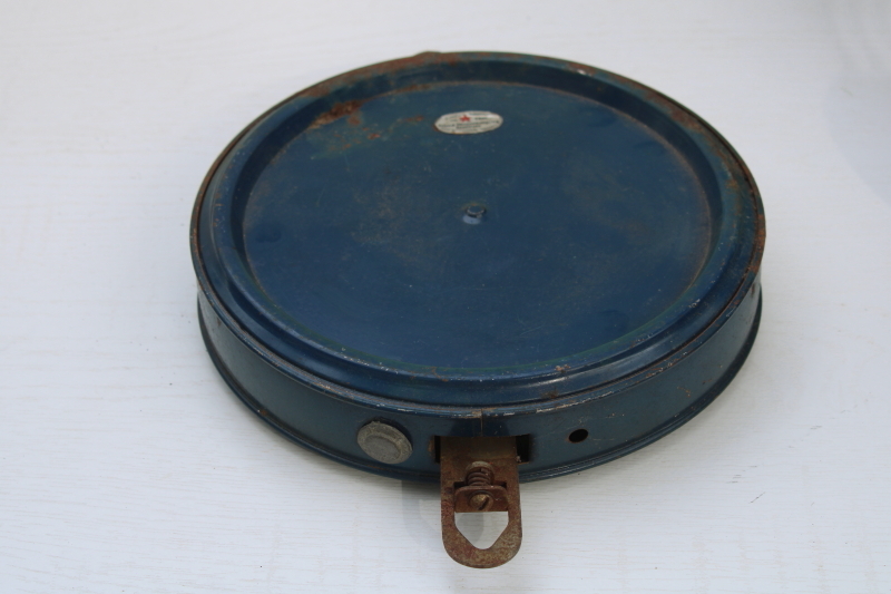 photo of vintage Chatillon hanging scale for dairy farm or market produce, weathered old blue paint #4