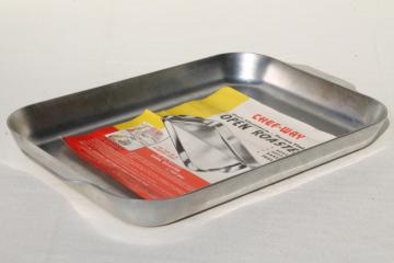 catalog photo of vintage Chef Way heavy aluminum roasting pan, king size turkey roaster w/ old paper label