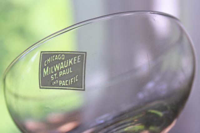 photo of vintage Chicago Milwaukee St Paul Pacific railroad glasses or ice cream dishes #5