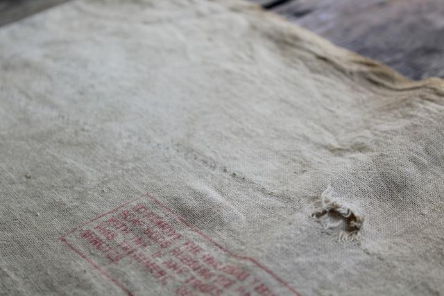 photo of vintage Chicken Scratch cotton feed sack w/ print ad graphics, Hoffman Madison Wisconsin #4