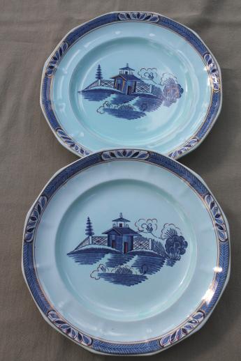 photo of vintage Chinese blue pattern china plates, Adams - England Old Free-Hand #5