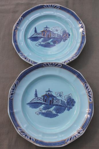 photo of vintage Chinese blue pattern china plates, Adams - England Old Free-Hand #6