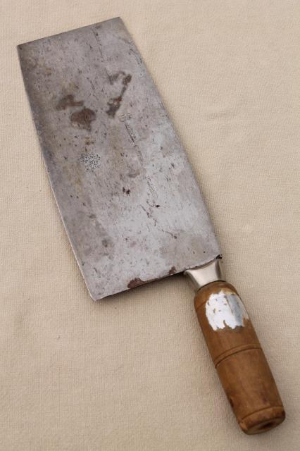 photo of vintage Chinese chef's knife cleaver Hong Kong carbon steel blade asian cooking  #2