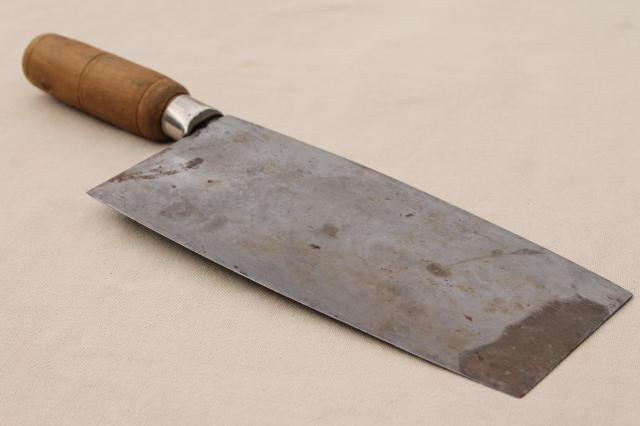 photo of vintage Chinese chef's knife cleaver Hong Kong carbon steel blade asian cooking  #7