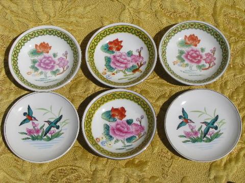 photo of vintage Chinese floral porcelain, china side plates for dim sum etc. #1
