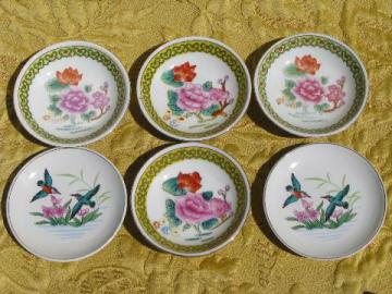 catalog photo of vintage Chinese floral porcelain, china side plates for dim sum etc.