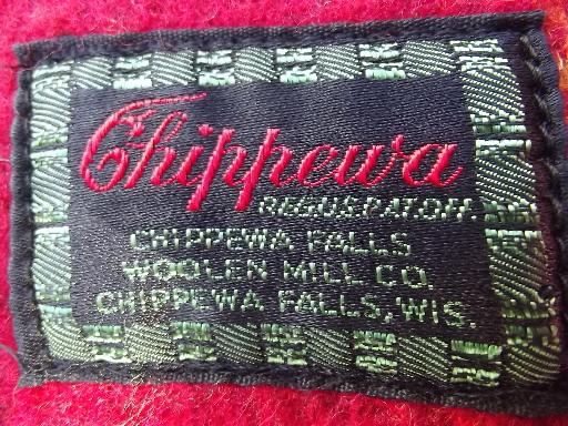 photo of vintage Chippewa wool camp blanket throw, red plaid w/ heavy fringe #4