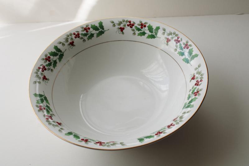 photo of vintage Christmas Charm Gibson holly border china, round serving bowl vegetable dish #1