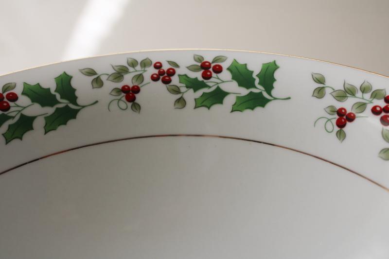 photo of vintage Christmas Charm Gibson holly border china, round serving bowl vegetable dish #2