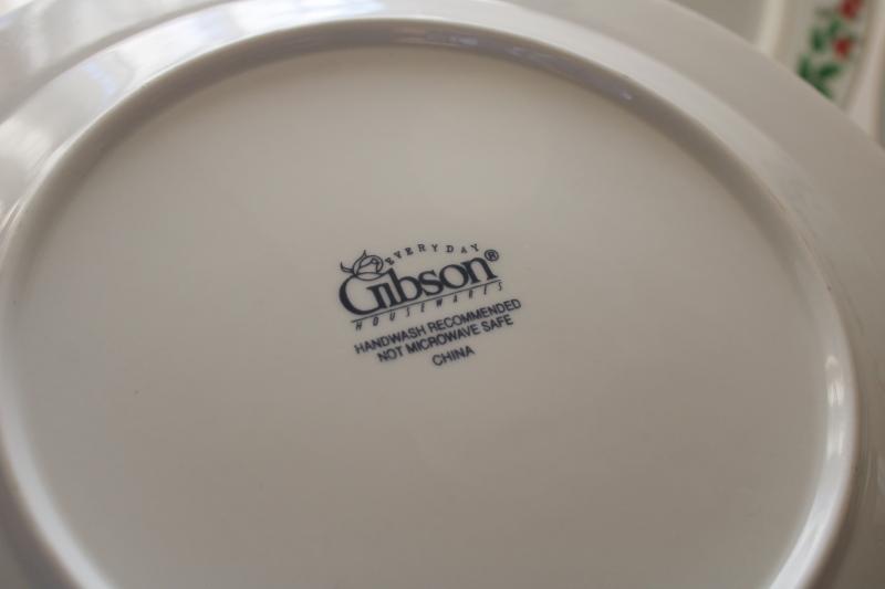 photo of vintage Christmas Charm Gibson holly border china, set of four dinner plates #4