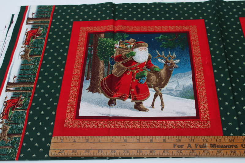 photo of vintage Christmas Santas, holiday fruit & floral print cotton fabric panels, pillow or quilt blocks #8