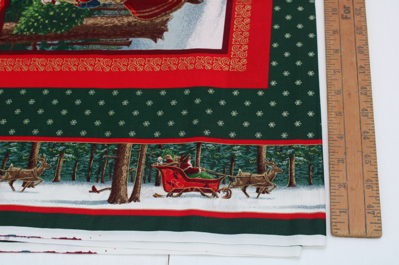 photo of vintage Christmas Santas, holiday fruit & floral print cotton fabric panels, pillow or quilt blocks #9