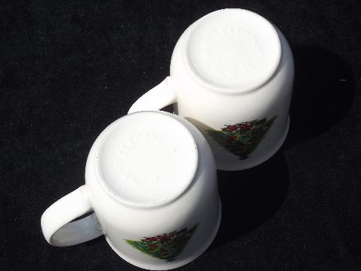 photo of vintage Christmas Tree coffee cups or cocoa mugs, old Mt. Clemens pottery ? #3