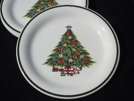 photo of vintage Christmas Tree dinner plates, Mt. Clemens pottery holiday dishes? #2