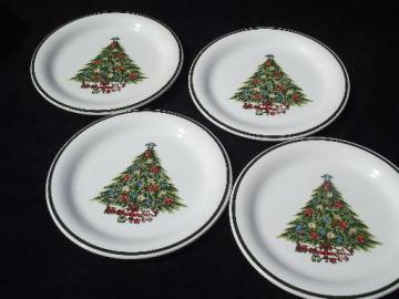 catalog photo of vintage Christmas Tree dinner plates, Mt. Clemens pottery holiday dishes?