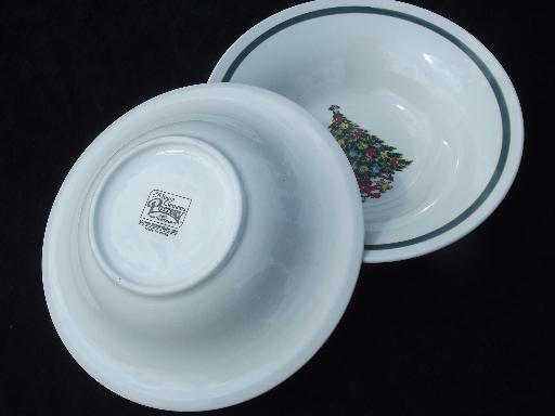 photo of vintage Christmas Tree holiday dishes, Mt. Clemens pottery soup bowls #5