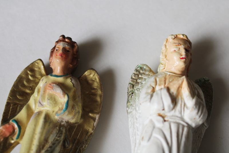 photo of vintage Christmas angels nativity figures, Italy angel figurine, chalkware angel marked Japan  #3