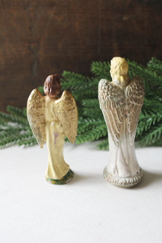 photo of vintage Christmas angels nativity figures, Italy angel figurine, chalkware angel marked Japan  #5