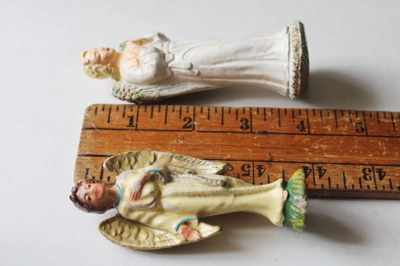 photo of vintage Christmas angels nativity figures, Italy angel figurine, chalkware angel marked Japan  #6