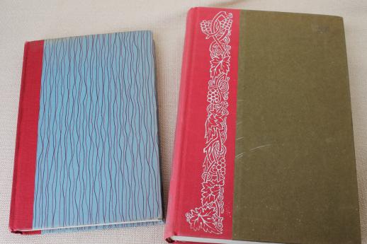 photo of vintage Christmas books with red & green cloth bindings for holiday display #2