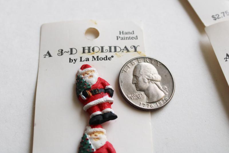 photo of vintage Christmas craft sewing buttons lot new old stock, tiny Santas hand painted #2