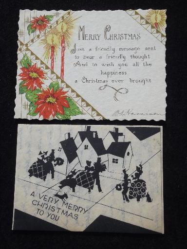 photo of vintage Christmas greeting cards lot, great 1930s holiday graphics #2