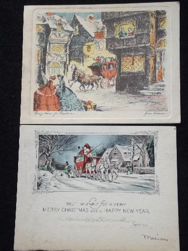 photo of vintage Christmas greeting cards lot, great 1930s holiday graphics #4