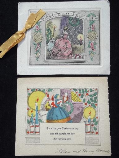 photo of vintage Christmas greeting cards lot, great 1930s holiday graphics #8