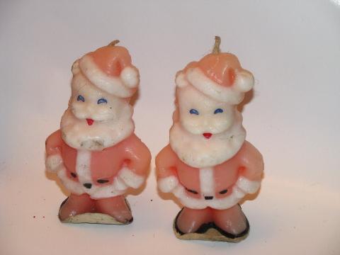 photo of vintage Christmas holiday candles, huge lot figural Santas #2