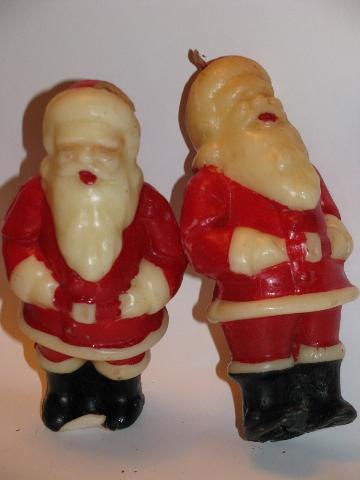 photo of vintage Christmas holiday candles, huge lot figural Santas #3