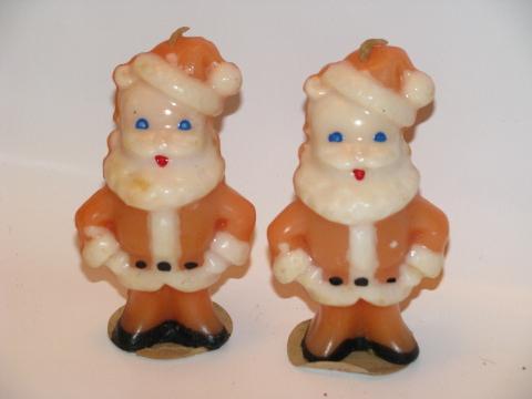 photo of vintage Christmas holiday candles, huge lot figural Santas #5