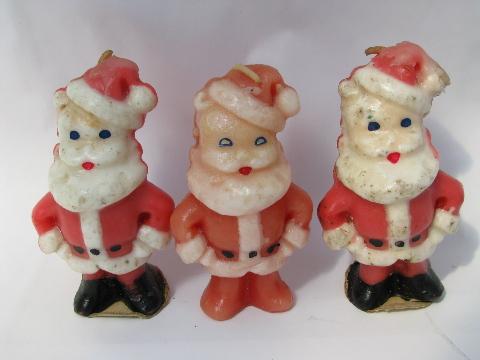 photo of vintage Christmas holiday candles, lot of figural Santas #5