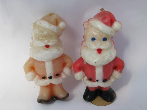 photo of vintage Christmas holiday candles, lot of figural Santas #6